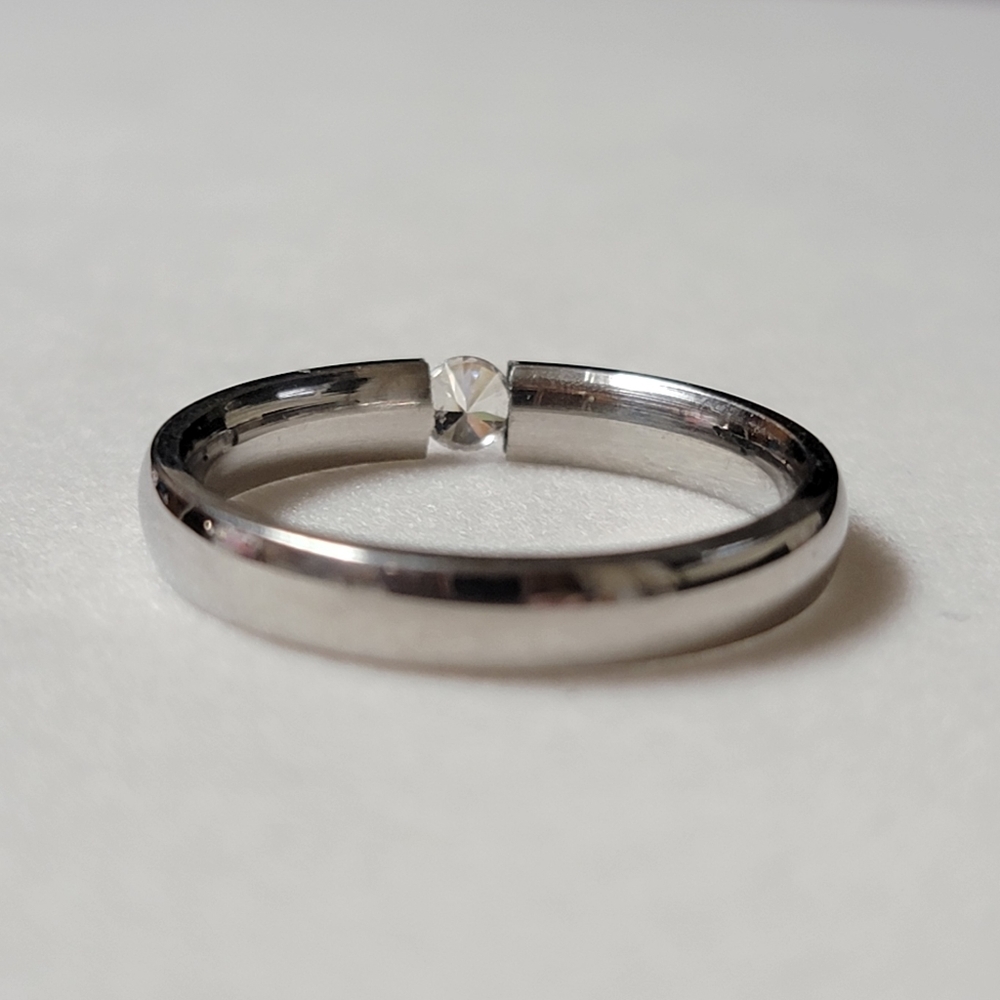 Diamond Tension Ring Silver Tone - Simulated Stone - Picture 8 of 10